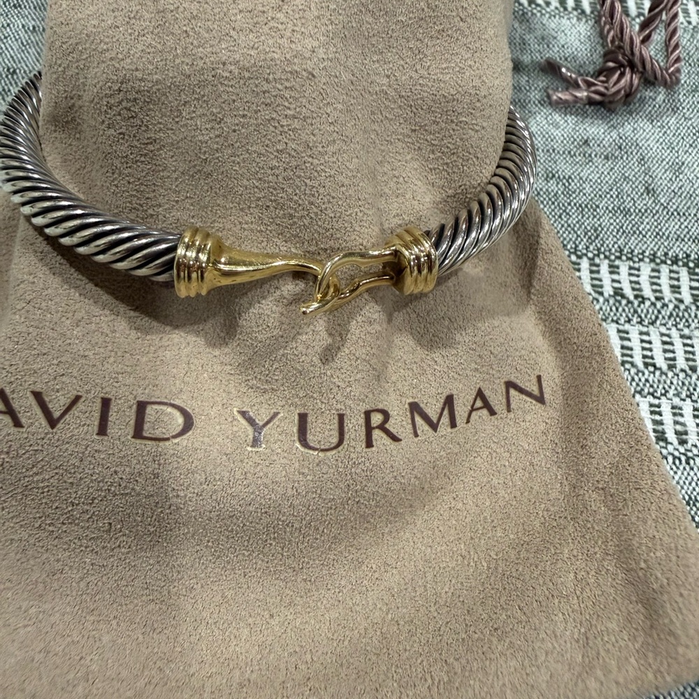 MULTIPLE David Yurman Silver Cable Cuff with Gold Accent - Picture 5 of 10